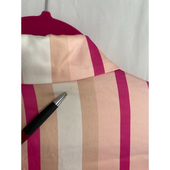 NOTES DU NORD Liv Striped Blouse 40 Wrap Collar Pink/White - Picture 8 of 14